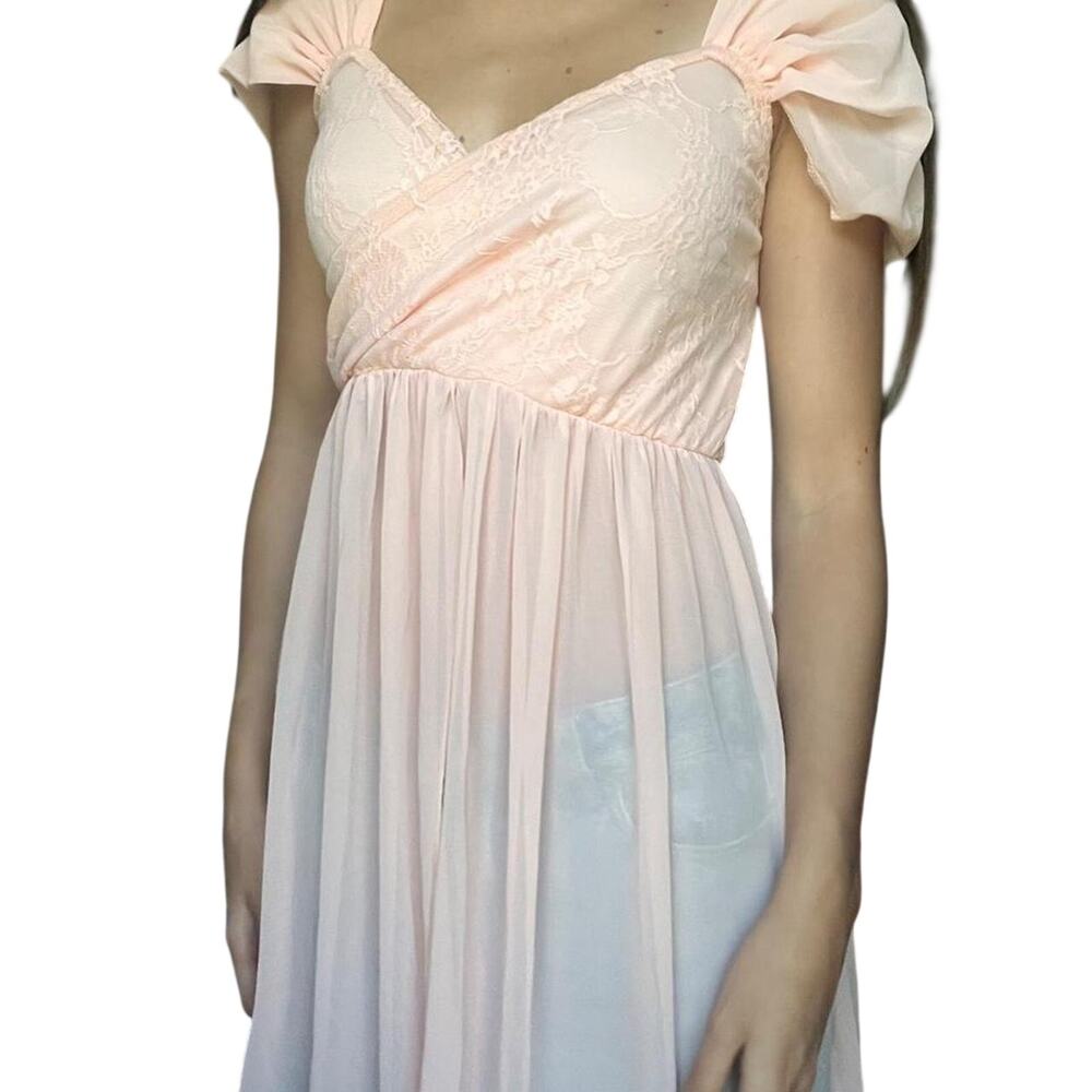 Peach Lace Fairy Maxi Sleep Dress babydoll Nightgown